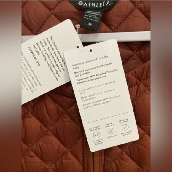 New Athleta Athleisure Quilted Jacket Warm Neutral Featherless Preppy Fall - Picture 9 of 11